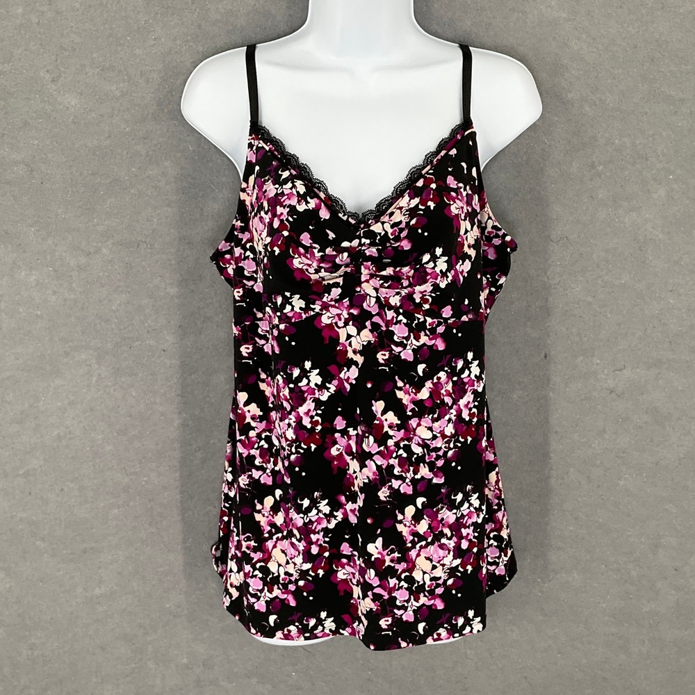 White House Black Market Black Floral Lace-Trim Camisole